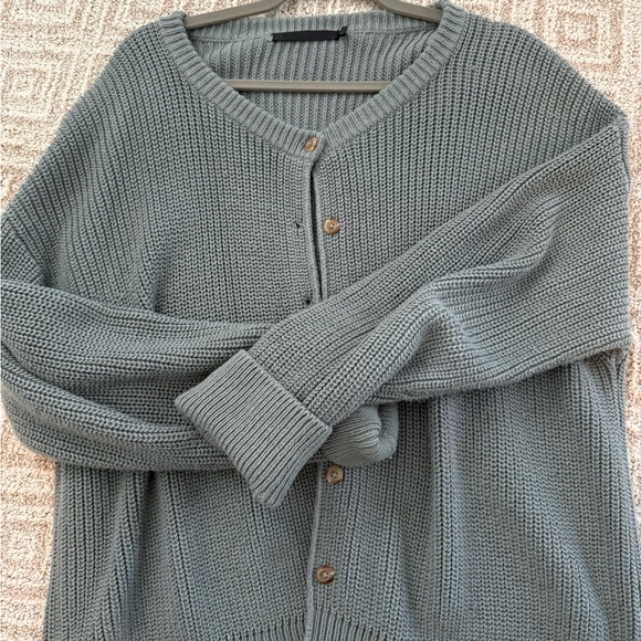 Jenni Kayne Sea Salt Cotton Hayes Crewneck Cardigan - Picture 3 of 3